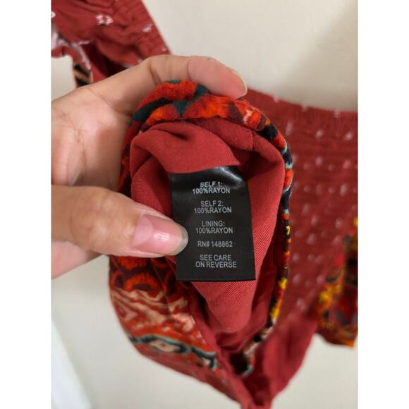 Torrid Top Women's 4X Challis Smocked Ruffles Trim Crop Bohemian Square Neck - Picture 9 of 10